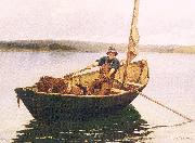 Picknell, William Lamb Man in a Boat oil painting